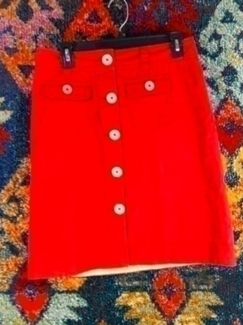 sitwell Anthropologie  womens red A line Anthropologie midi button skirt 4 EUC